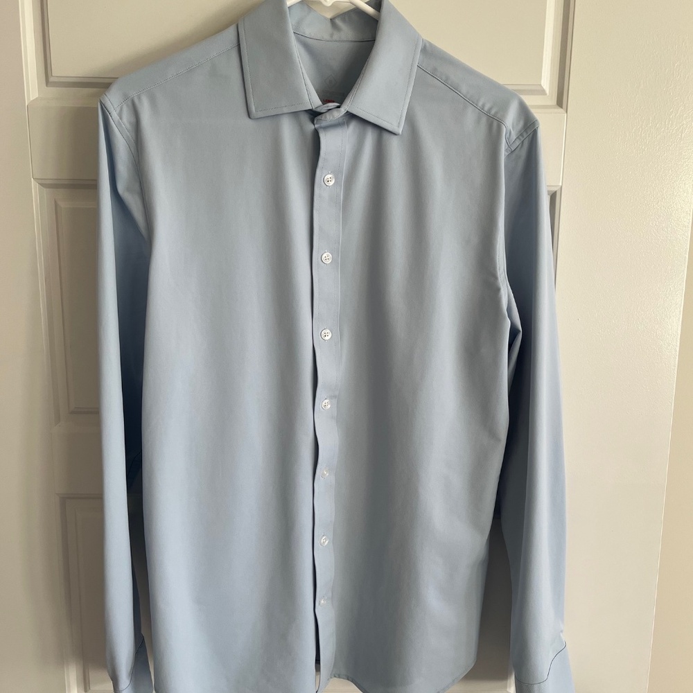 Bluffworks Lenox Dress Shirt - Powder Blue - M - Slim Fit